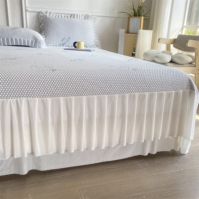 91家纺网 家纺一手货源 找家纺 叠派家纺 2024新款抗菌冰豆豆床裙款凉席-皇冠系 冰豆豆皇冠系列-床裙款 淡雅灰