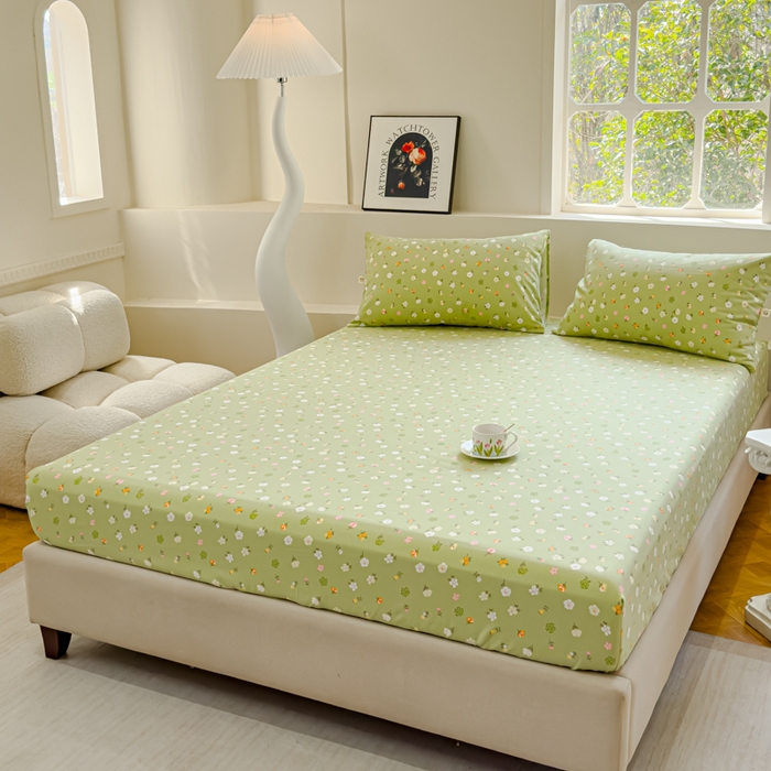 91家纺网 家纺一手货源 找家纺 金丝鸟家纺 2024新款成人款A类老粗布床笠 花田