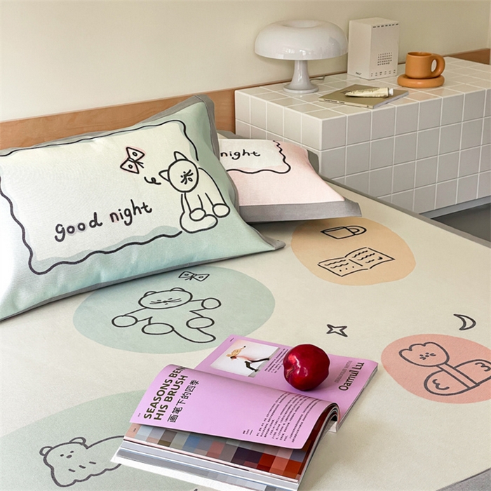 91家纺网 家纺一手货源 找家纺 圆岛家纺 2024新款900D卡通冰丝养生席 五彩小咪