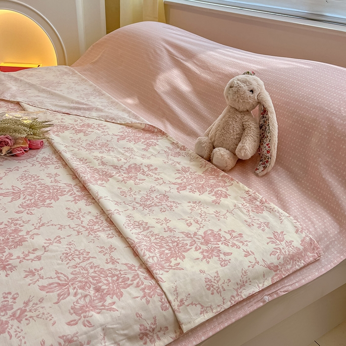 91家纺网 家纺一手货源 找家纺 绵庭家纺 2024新款全棉印花隔脏睡袋 藤蔓花影-粉