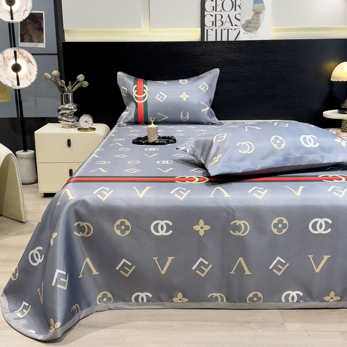 91家纺网 家纺一手货源 找家纺 柏薇 2024新款冰丝床单款凉席三件套 时尚贵族