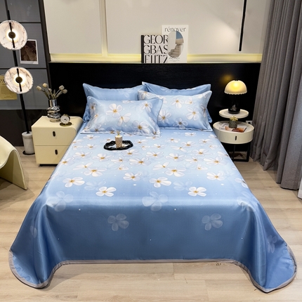 91家纺网 家纺一手货源 找家纺 柏薇 2024新款冰丝床单款凉席三件套 清凉一夏