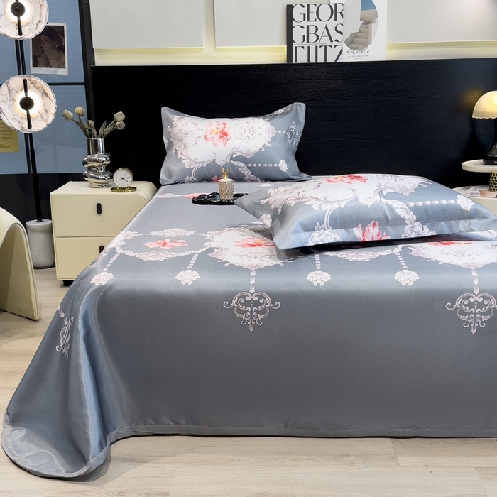 91家纺网 家纺一手货源 找家纺 柏薇 2024新款冰丝床单款凉席三件套 初夏