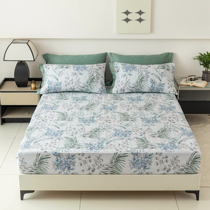 优乐家纺 2025新款纯棉印花夹棉床笠三件套系列-纽扣款 早春