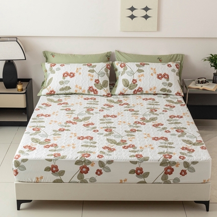 91家纺网 家纺一手货源 找家纺 优乐家纺 2025新款纯棉印花夹棉床笠三件套系列-纽扣款 和颜悦色