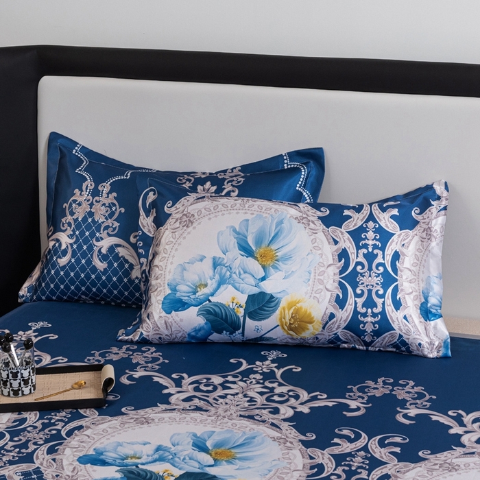 91家纺网 家纺一手货源 找家纺 柏薇 2024新款冰丝床单款凉席三件套 繁花似锦