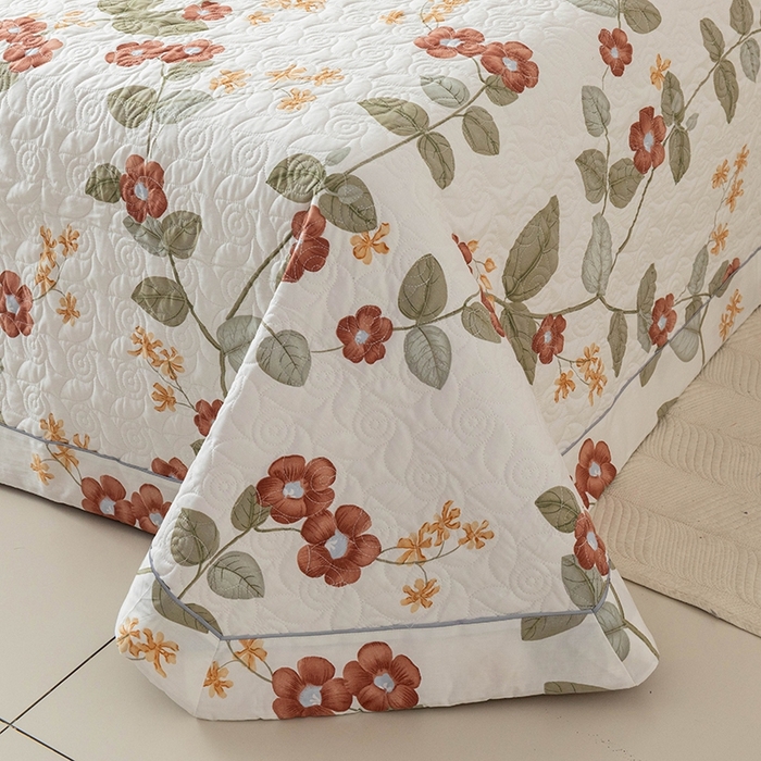 91家纺网 家纺一手货源 找家纺 优乐家纺 2025新款全棉斜纹13376宽边枕套床盖三件套 花颜悦色