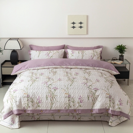 优乐家纺 2025新款纯棉印花夹棉系列四件套-纽扣款 迷雾