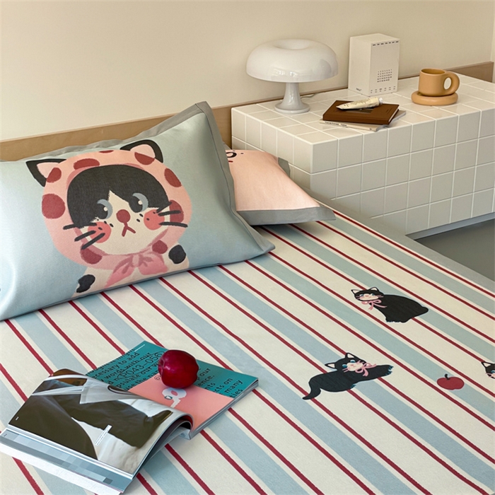 91家纺网 家纺一手货源 找家纺 圆岛家纺 2024新款900D卡通冰丝养生席 小奶猫
