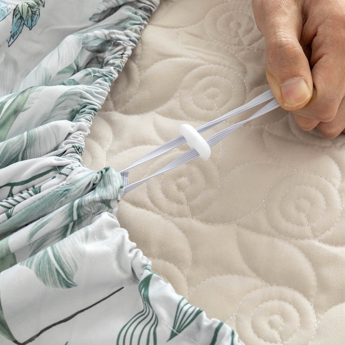 91家纺网 家纺一手货源 找家纺 优乐家纺 2025新款纯棉印花夹棉床笠三件套系列-纽扣款 早春