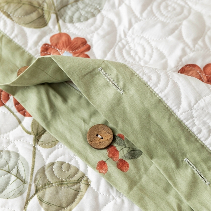 91家纺网 家纺一手货源 找家纺 优乐家纺 2025新款纯棉印花夹棉系列四件套-纽扣款 和颜悦色