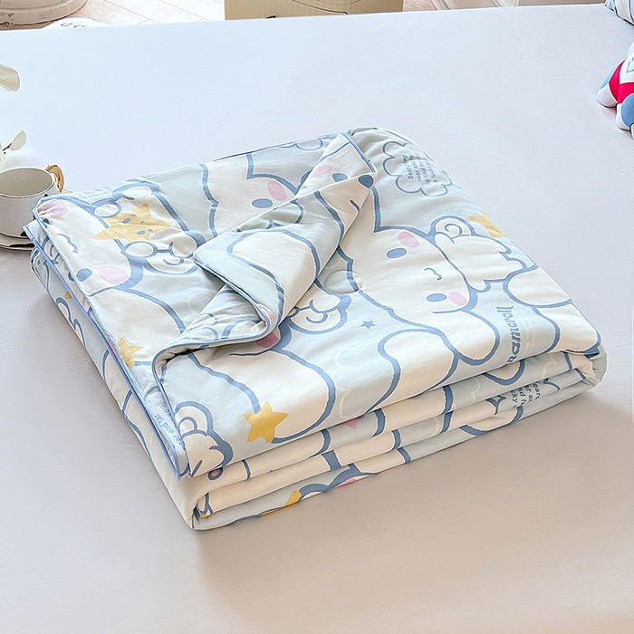 91家纺网 家纺一手货源 找家纺 天瑜家纺 2024新款三丽鸥针织夏被 五星玉桂狗蓝