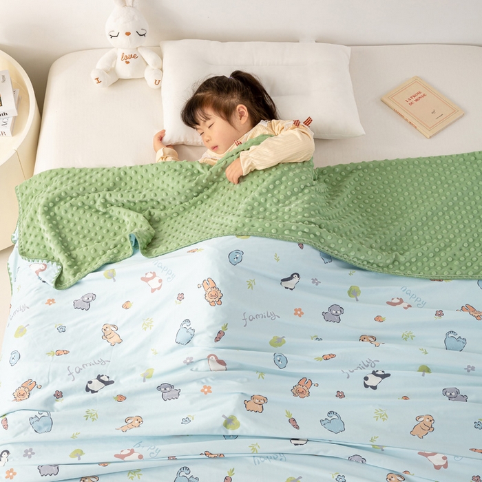 91家纺网 家纺一手货源 找家纺 柏薇 2024新款儿童凉感针织豆豆绒盖毯 宠物乐园