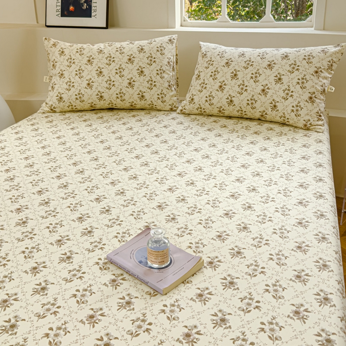 91家纺网 家纺一手货源 找家纺 金丝鸟家纺 2024新款成人款A类老粗布床笠 蔷薇