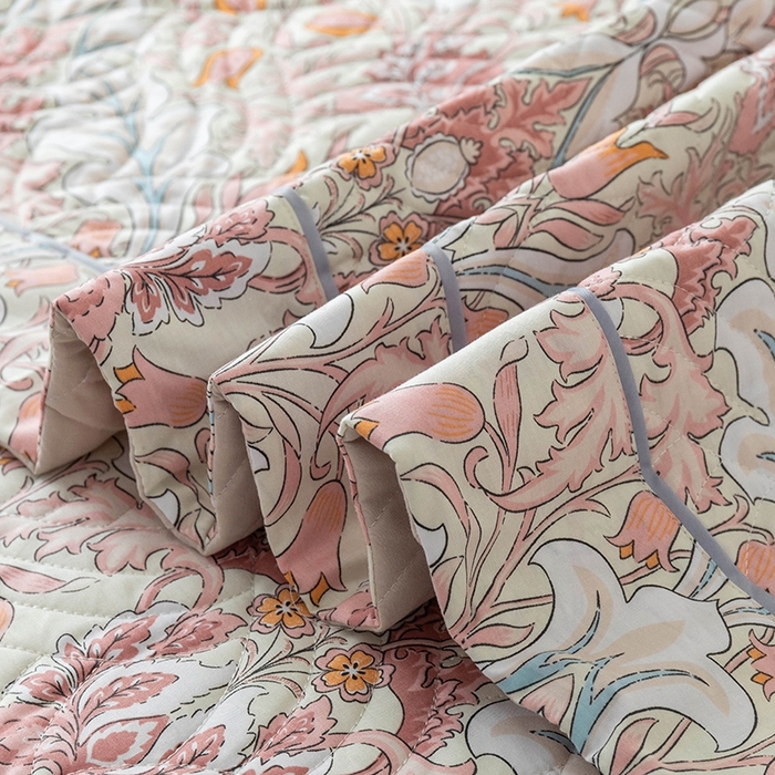 91家纺网 家纺一手货源 找家纺 优乐家纺 2025新款全棉斜纹13376宽边枕套床盖三件套 普卡拉-红