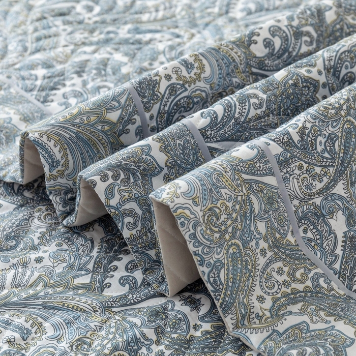 91家纺网 家纺一手货源 找家纺 优乐家纺 2025新款纯棉印花夹棉系列床盖三件套-纽扣款 波西米亚