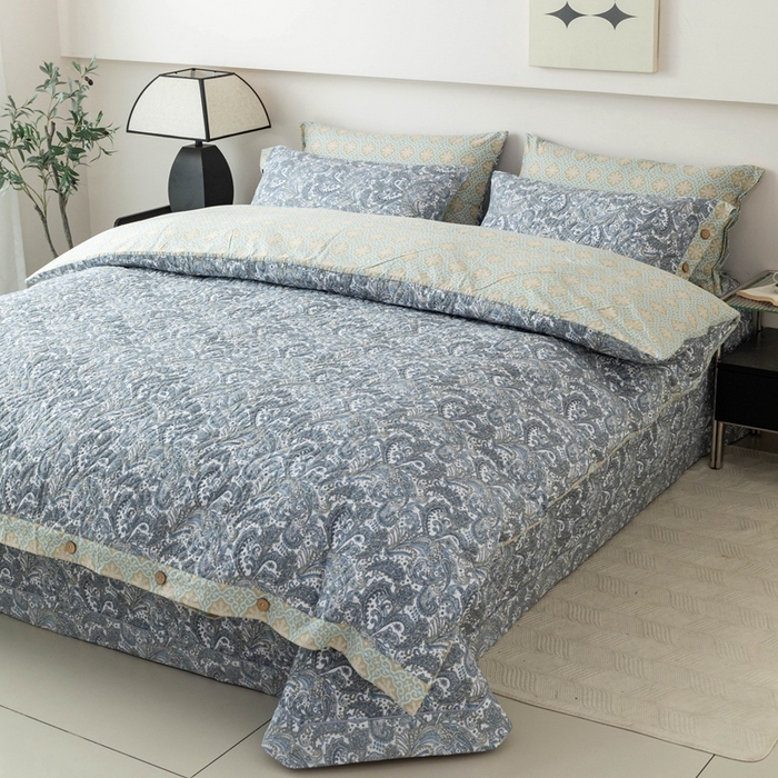 91家纺网 家纺一手货源 找家纺 优乐家纺 2025新款纯棉印花夹棉系列四件套-纽扣款 波西米亚