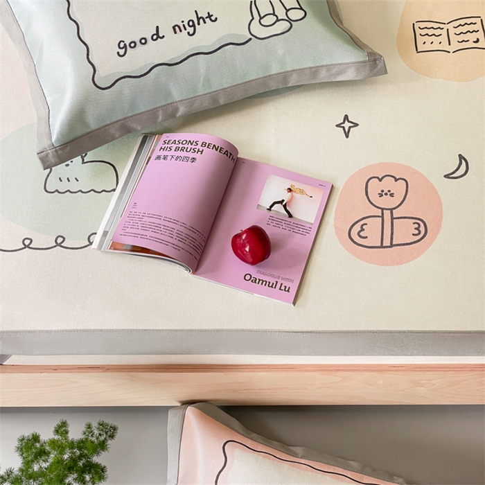 91家纺网 家纺一手货源 找家纺 圆岛家纺 2024新款900D卡通冰丝养生席 五彩小咪