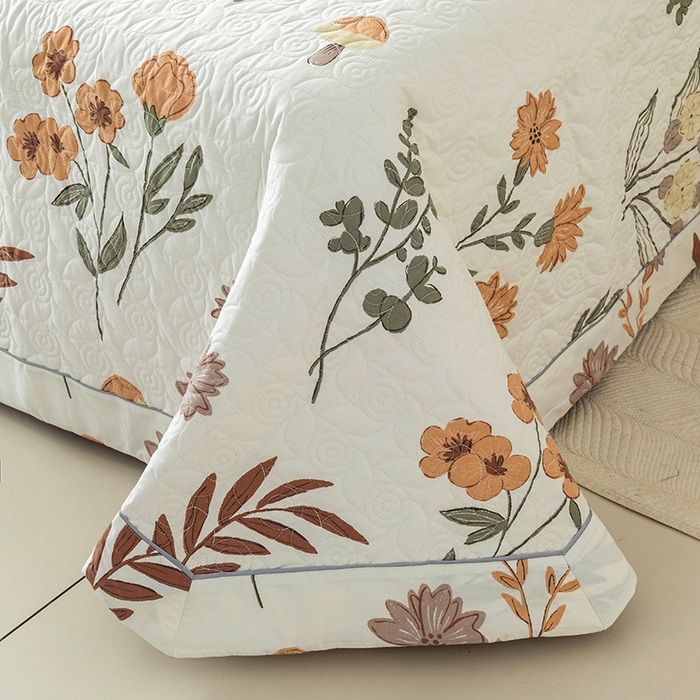 91家纺网 家纺一手货源 找家纺 优乐家纺 2025新款全棉斜纹13376宽边枕套床盖三件套 南薇