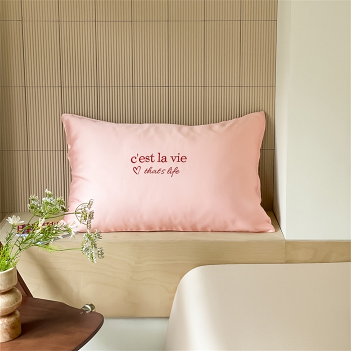 91家纺网 家纺一手货源 找家纺 圆岛家纺 2024新款60支奥地利兰精LF天丝纯色系列-单品天丝枕套 爱心粉