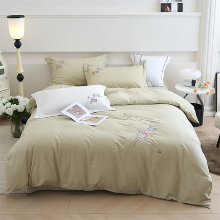 91家纺网 家纺一手货源 找家纺 （总）兰紫橙家纺 2025新款花卉全棉刺绣四件套系列—花蔓