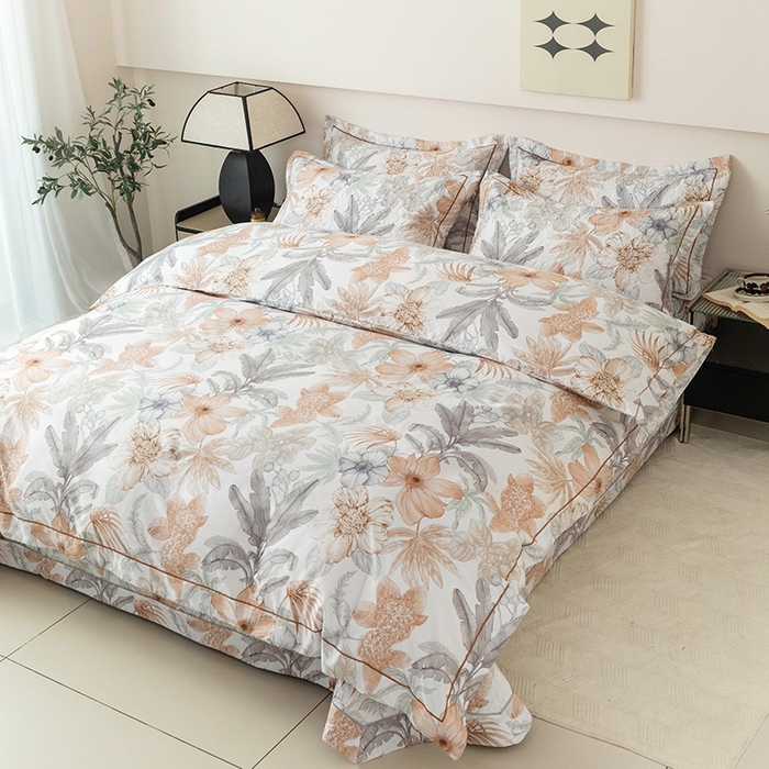 91家纺网 家纺一手货源 找家纺 优乐家纺 2025新款全棉斜纹13376单层被套夹棉床盖款四件套 春意盎然