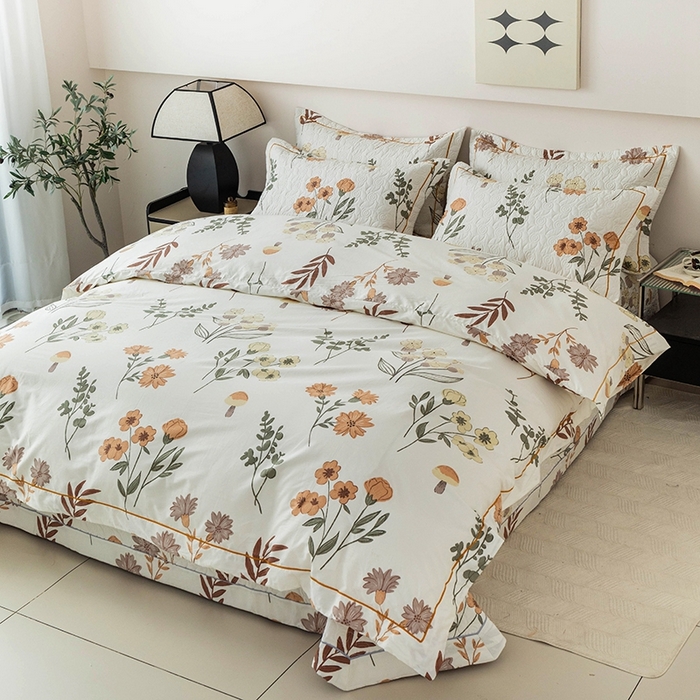 91家纺网 家纺一手货源 找家纺 优乐家纺 2025新款全棉斜纹13376单层被套夹棉床盖款四件套 南薇