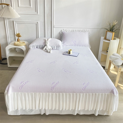 91家纺网 家纺一手货源 找家纺 叠派家纺 2024新款抗菌冰豆豆床裙款凉席-皇冠系 冰豆豆皇冠系列-床裙款 冰藤紫