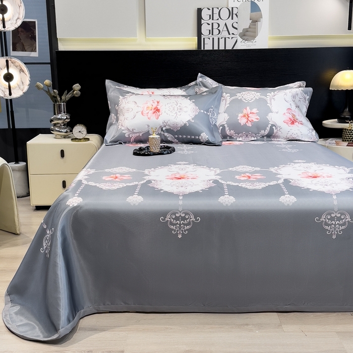 91家纺网 家纺一手货源 找家纺 柏薇 2024新款冰丝床单款凉席三件套 初夏