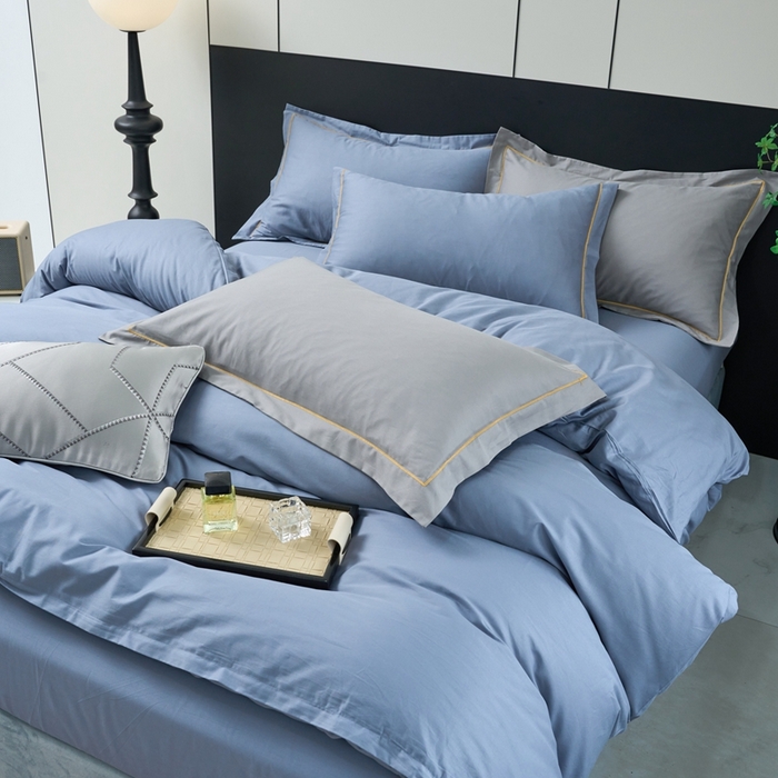 91家纺网 家纺一手货源 找家纺 三沁家居 2024新款精梳长绒棉四件套 烟兰