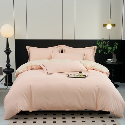 91家纺网 家纺一手货源 找家纺 （总）三沁家居 2024新款纯色简约精梳长绒棉四件套全棉四件套直播