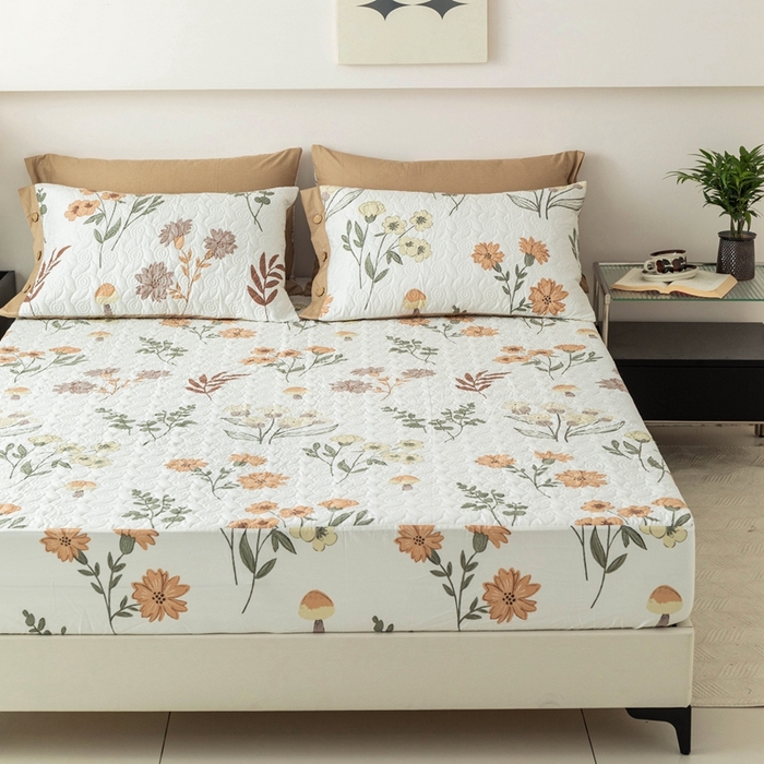 91家纺网 家纺一手货源 找家纺 优乐家纺 2025新款纯棉印花夹棉床笠三件套系列-纽扣款 南薇