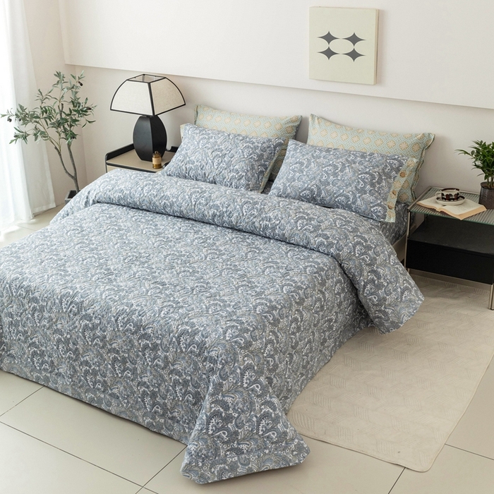 91家纺网 家纺一手货源 找家纺 优乐家纺 2025新款纯棉印花夹棉系列床盖三件套-纽扣款 波西米亚