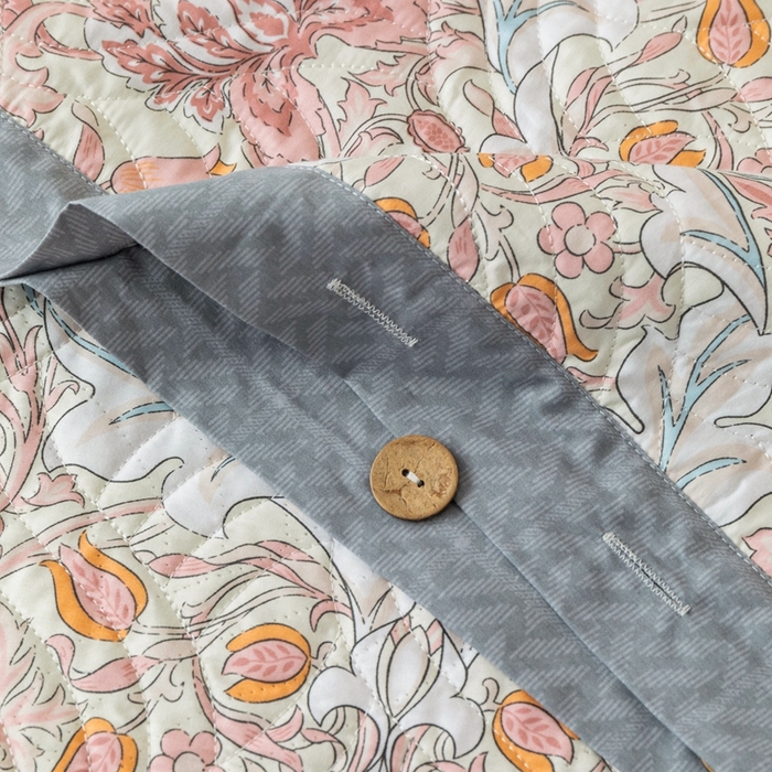 91家纺网 家纺一手货源 找家纺 优乐家纺 2025新款纯棉印花夹棉系列四件套-纽扣款 普卡拉-红