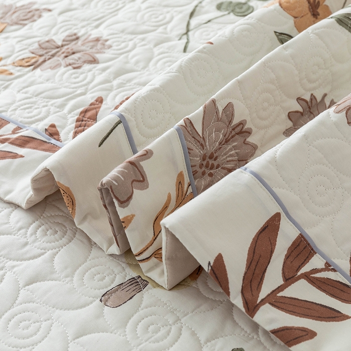 91家纺网 家纺一手货源 找家纺 优乐家纺 2025新款全棉斜纹13376宽边枕套床盖三件套 南薇