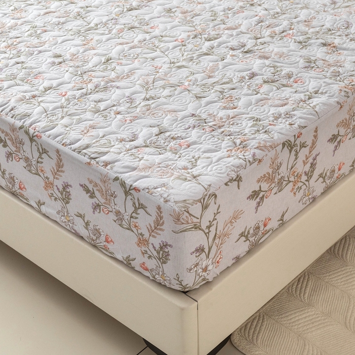 91家纺网 家纺一手货源 找家纺 优乐家纺 2025新款纯棉印花夹棉床笠三件套系列-纽扣款 清婉