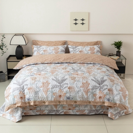 优乐家纺 2025新款纯棉印花夹棉系列四件套-纽扣款 春意盎然