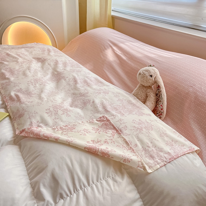 91家纺网 家纺一手货源 找家纺 绵庭家纺 2024新款全棉印花隔脏睡袋 藤蔓花影-粉