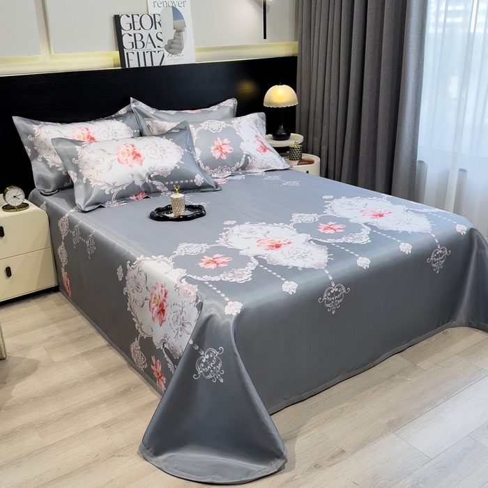 91家纺网 家纺一手货源 找家纺 柏薇 2024新款冰丝床单款凉席三件套 初夏