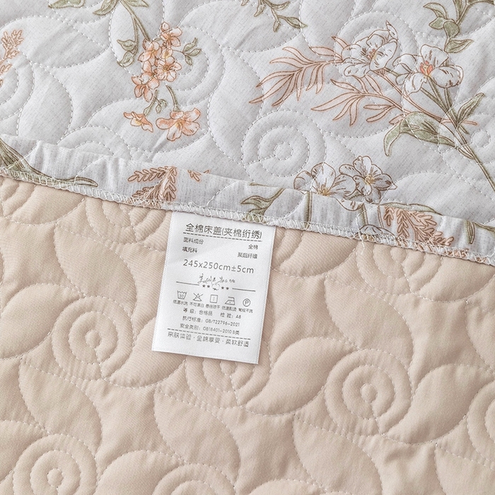 91家纺网 家纺一手货源 找家纺 优乐家纺 2025新款全棉斜纹13376宽边枕套床盖三件套 清婉