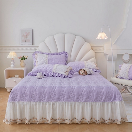 恒爱家纺2024新款唯美舒适小竺棉芊洛公主系列单床盖 温馨紫