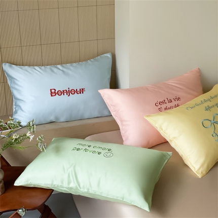 91家纺网 家纺一手货源 找家纺 圆岛家纺 2024新款60支奥地利兰精LF天丝纯色系列-单品天丝枕套 爱心粉