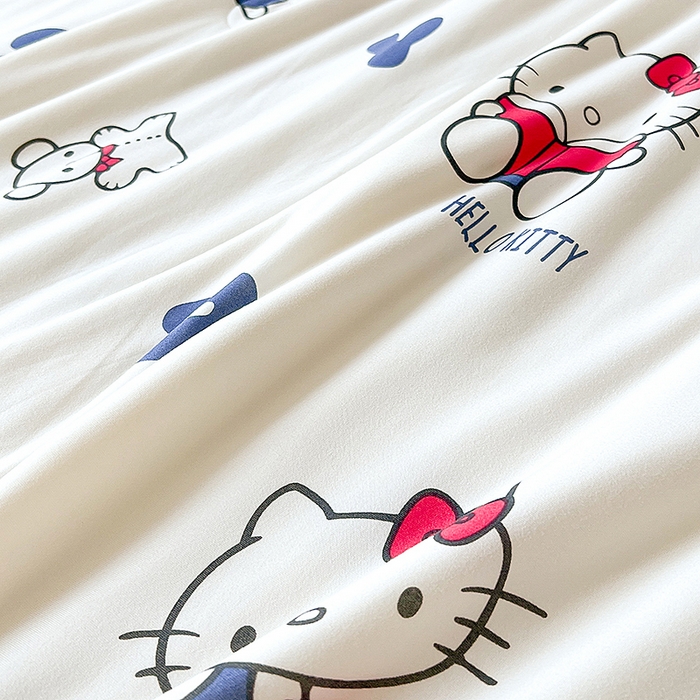 91家纺网 家纺一手货源 找家纺 天瑜家纺 2024新款三丽鸥针织夏被 字母KT