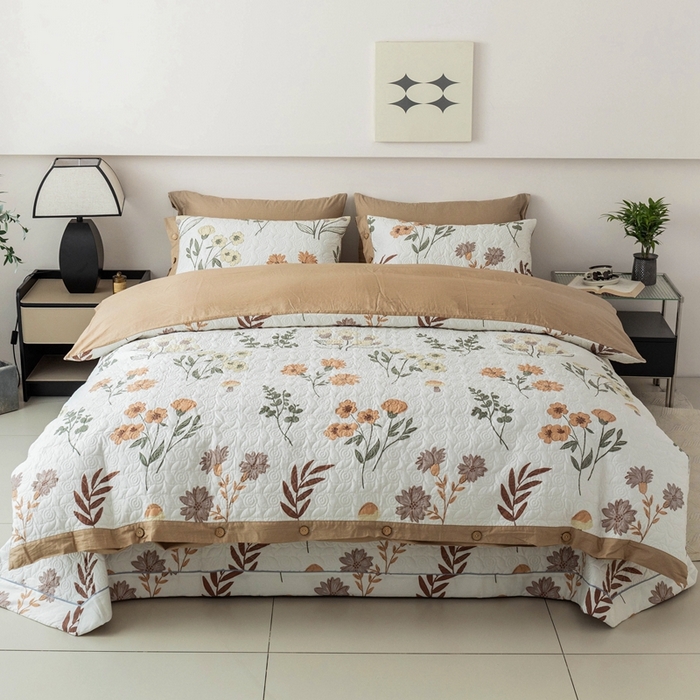 91家纺网 家纺一手货源 找家纺 优乐家纺 2025新款纯棉印花夹棉系列四件套-纽扣款 南薇