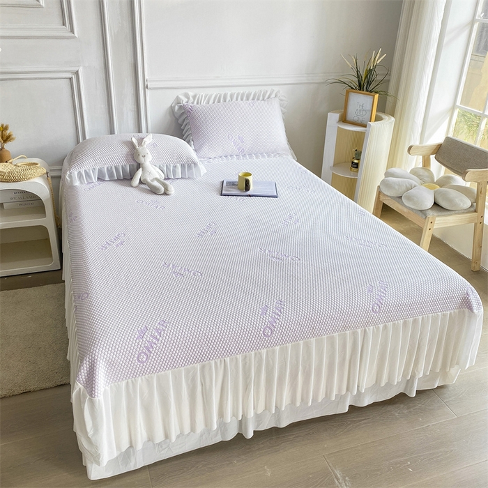 91家纺网 家纺一手货源 找家纺 叠派家纺 2024新款抗菌冰豆豆床裙款凉席-皇冠系 冰豆豆皇冠系列-床裙款 冰藤紫