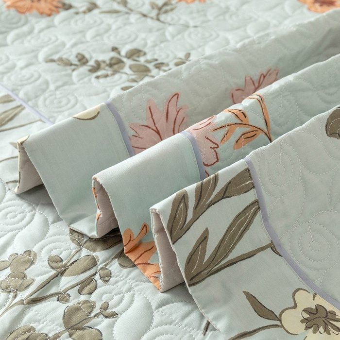 91家纺网 家纺一手货源 找家纺 优乐家纺 2025新款全棉斜纹13376宽边枕套床盖三件套 南薇-兰