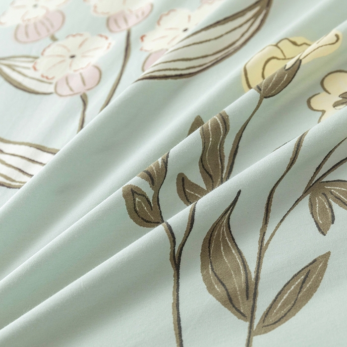 91家纺网 家纺一手货源 找家纺 优乐家纺 2025新款全棉斜纹13376单层被套夹棉床盖款四件套 南薇-兰