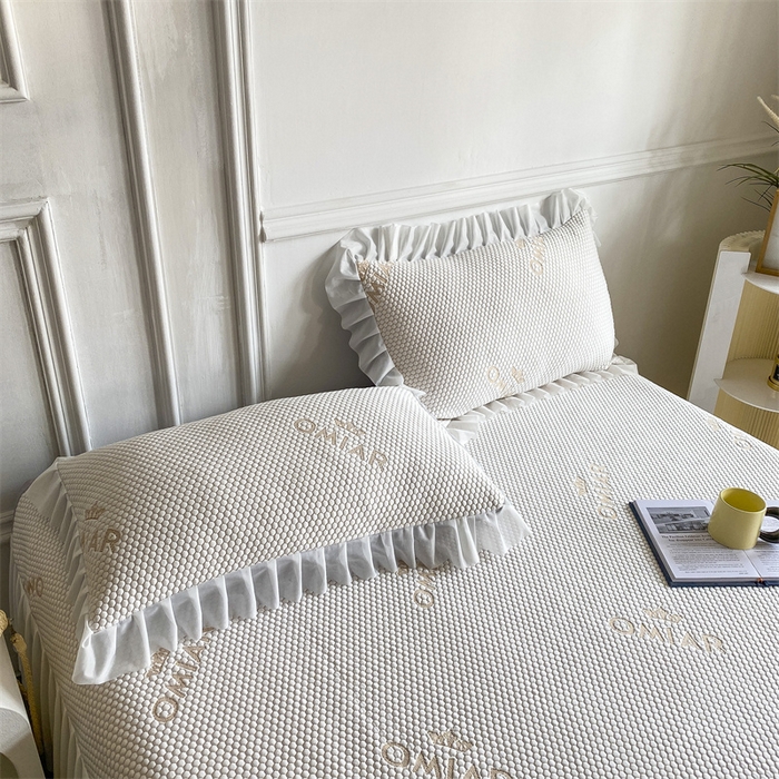 91家纺网 家纺一手货源 找家纺 叠派家纺 2024新款抗菌冰豆豆床裙款凉席-皇冠系 冰豆豆皇冠系列-床裙款 柠檬黄