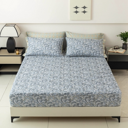91家纺网 家纺一手货源 找家纺 优乐家纺 2025新款纯棉印花夹棉床笠三件套系列-纽扣款 波西米亚
