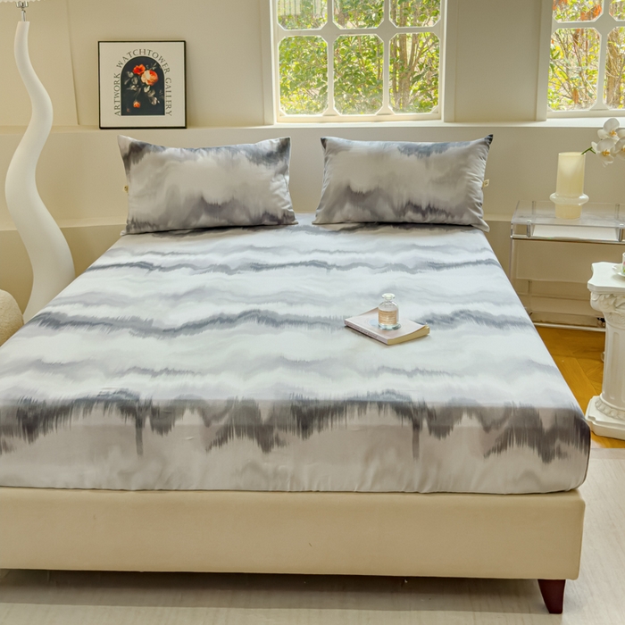 91家纺网 家纺一手货源 找家纺 金丝鸟家纺 2024新款成人款A类老粗布床笠 水墨